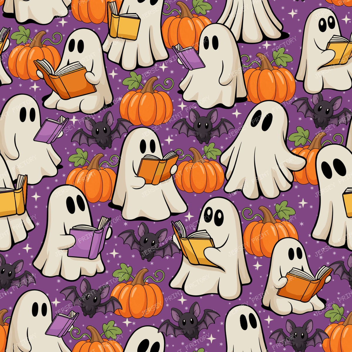 Bookish Ghosts Pumpkin Patch in Purple