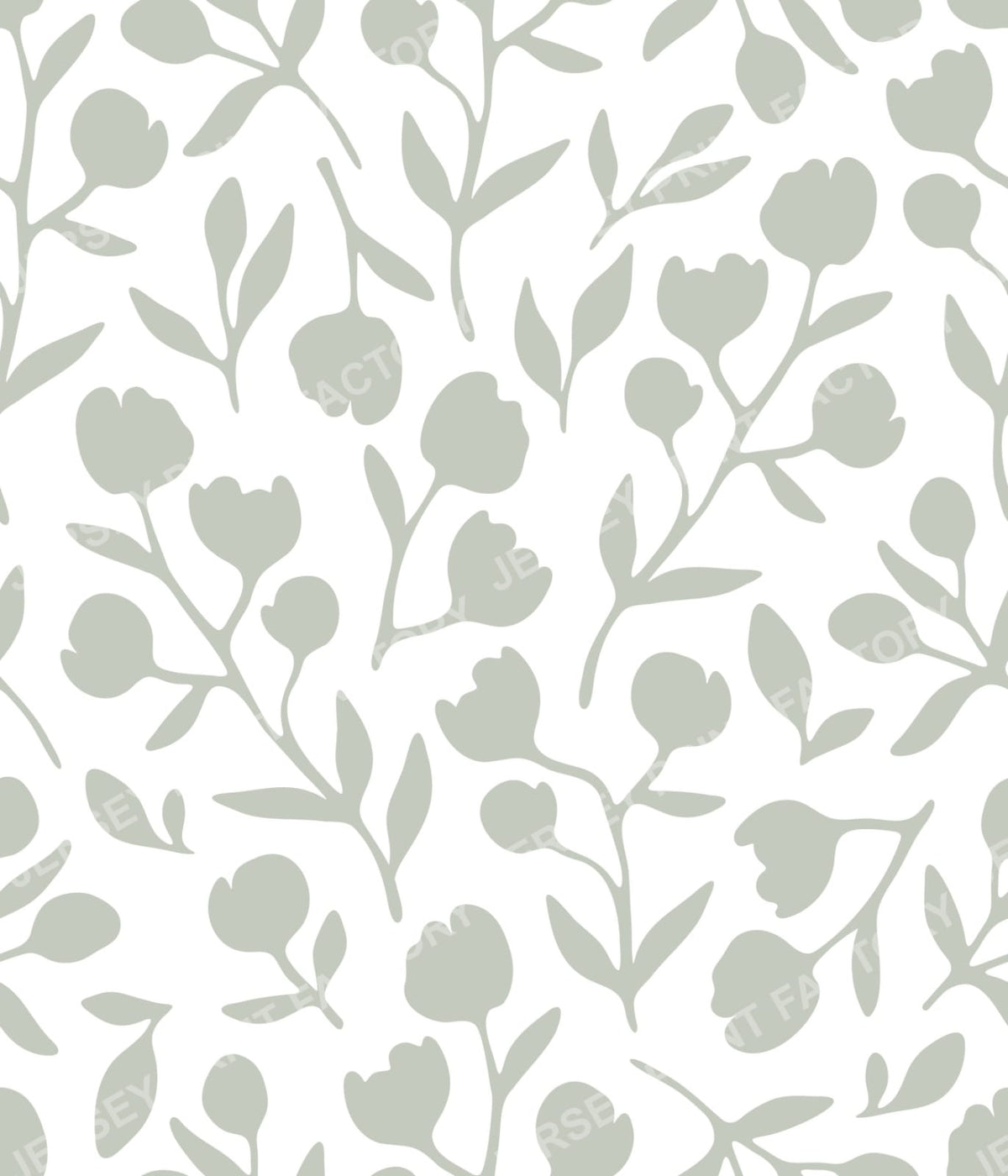 Fleurline - Modern Vintage Floral Silhouette - Sage Green on White