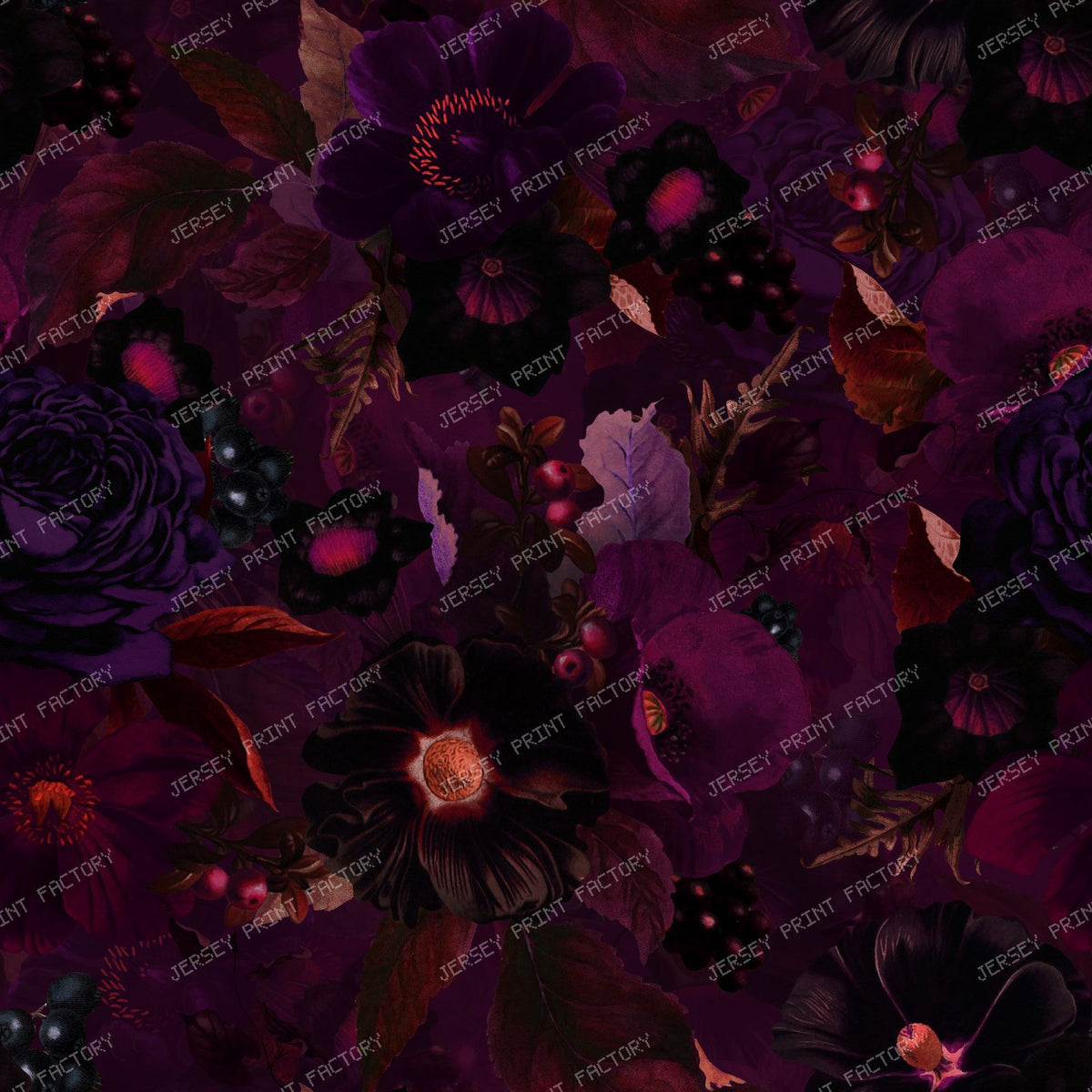A Grandmillennial Midnight Garden with Vintage Baroque Romance and Mystery - Dark Purple