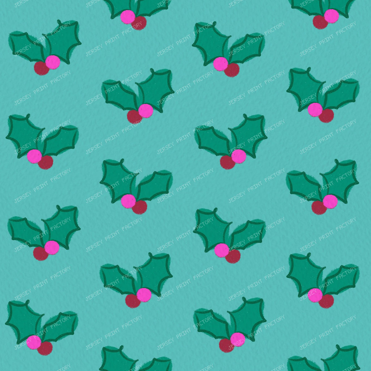 Christmas Holly on Purple — Turquoise