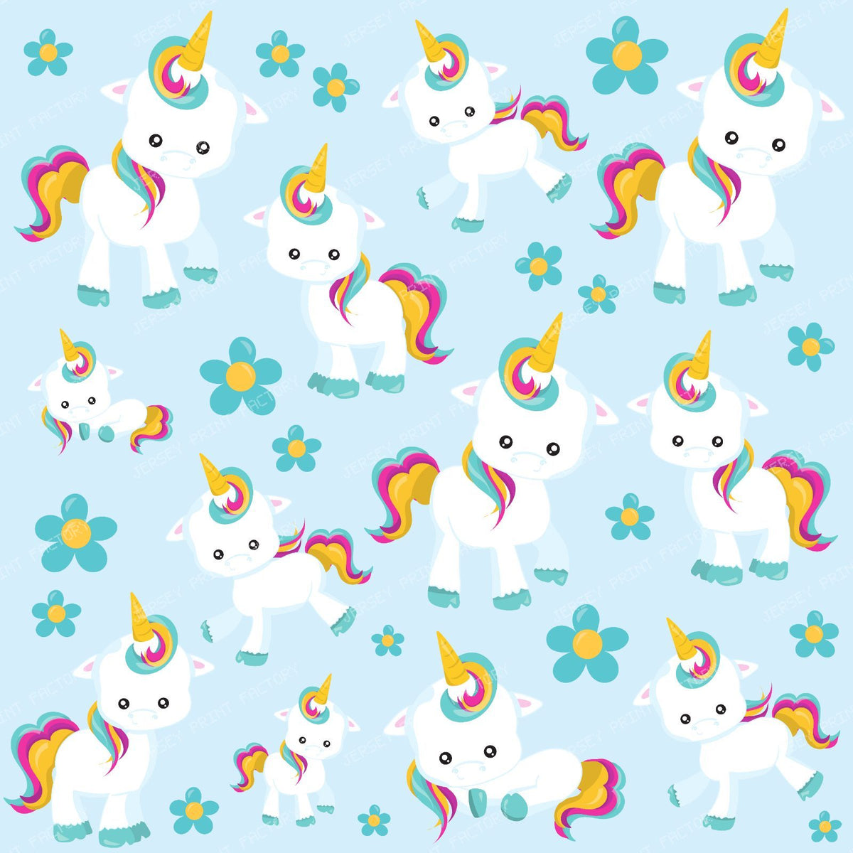 Pattern Of Unicorns, Cute Unicorns, Flowers