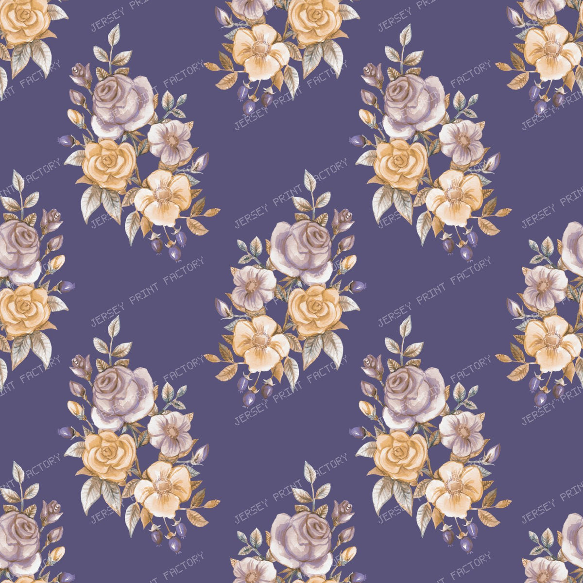 Yellow Roses, Purple Roses, Floral Pattern, Rosebud, Leaves