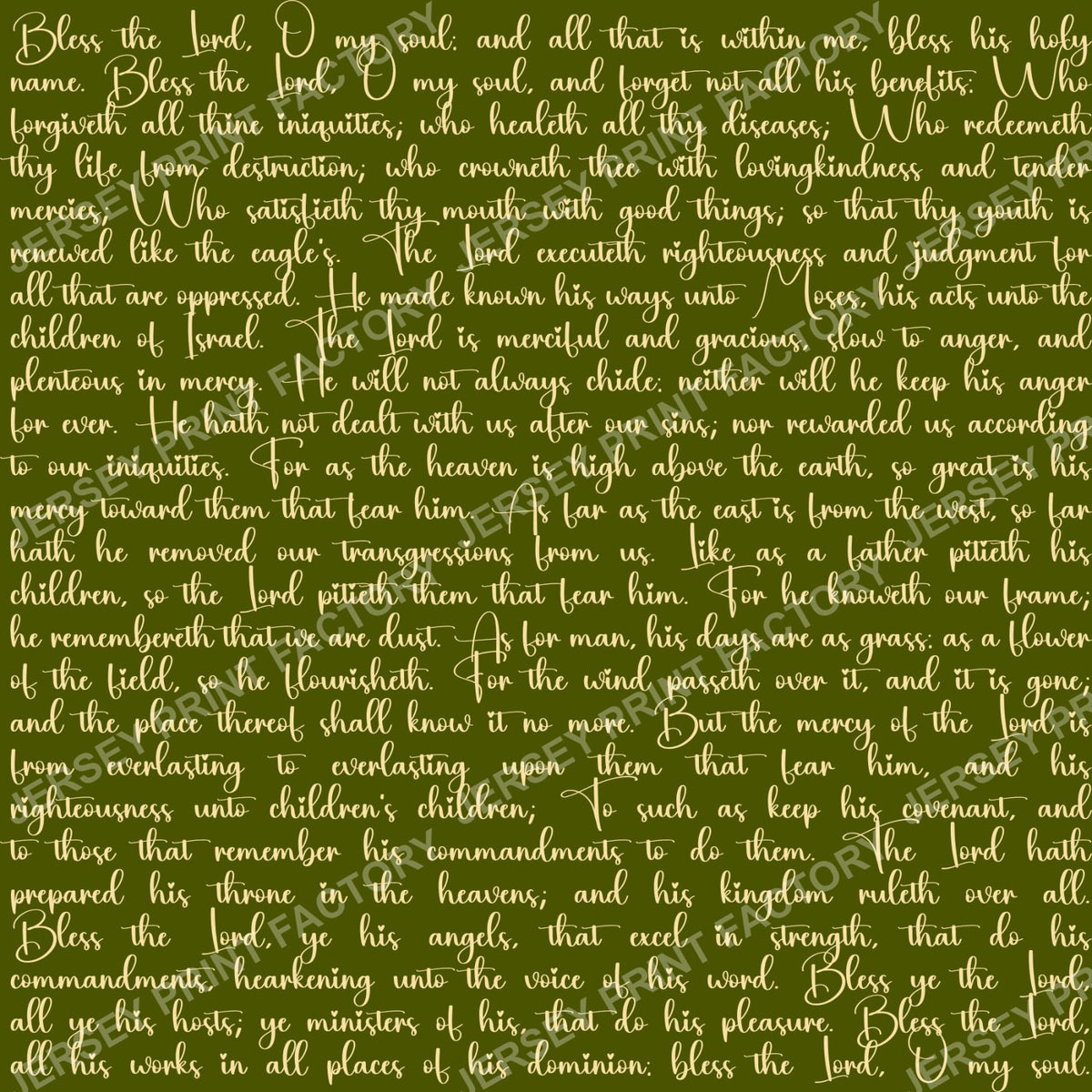 Psalm 103 On Olive Green