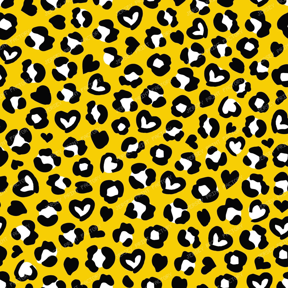 Animal Print, Blue Leopard, Cheetah Spots, Hearts — Yellow