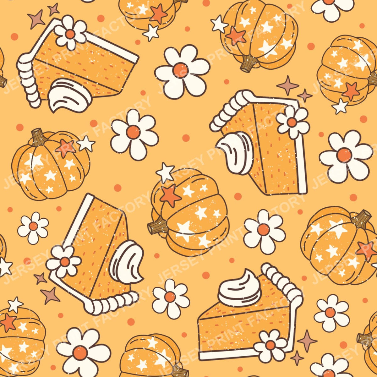 Thanksgiving Pumpkin Pie Floral In Harvest Yellow