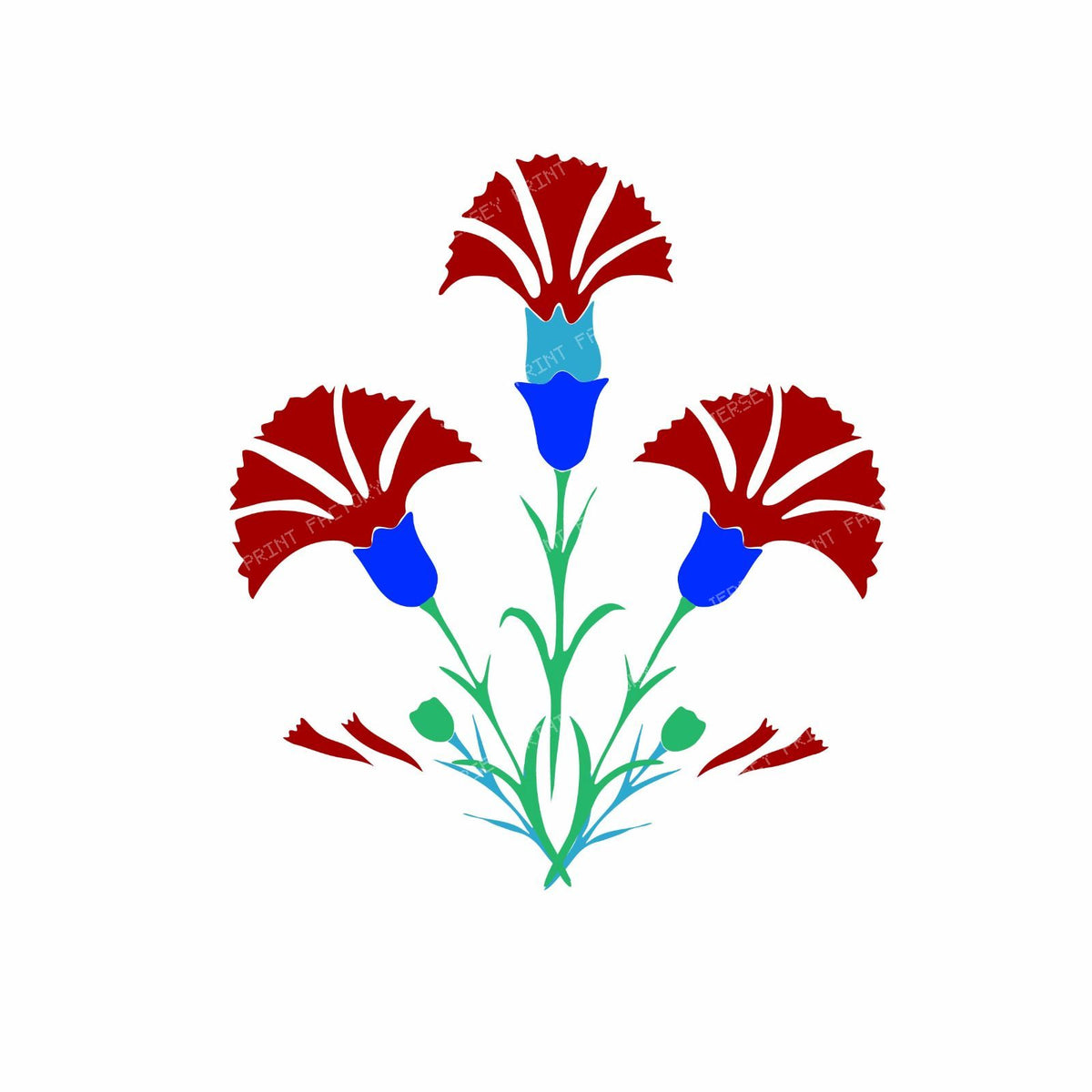 Iznik Carnation Grid Multicolor
