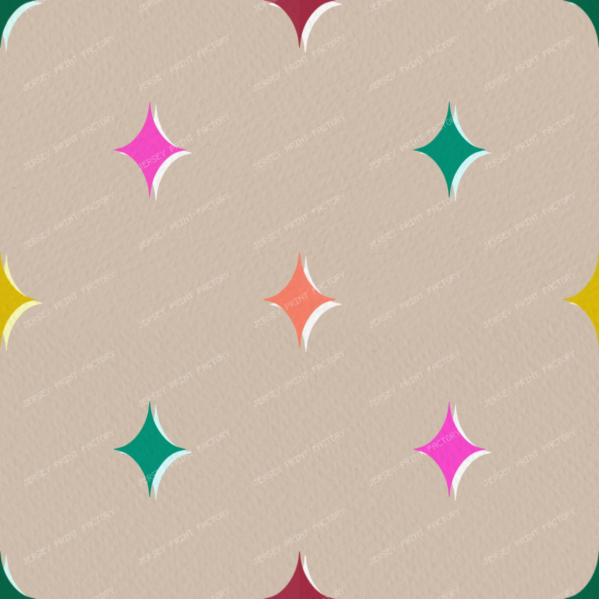 Colourful sparkle stars on Purple — Beige