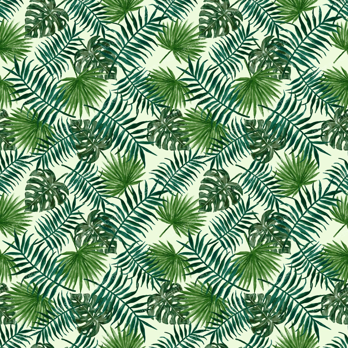 Palm Leaves, Green Leaves, Tropical Pattern