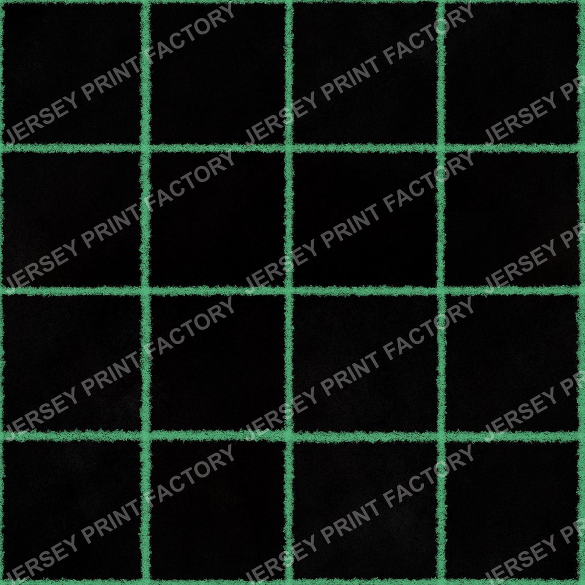 Neon Green Chalk Grid Lines on Black - Squares, Check