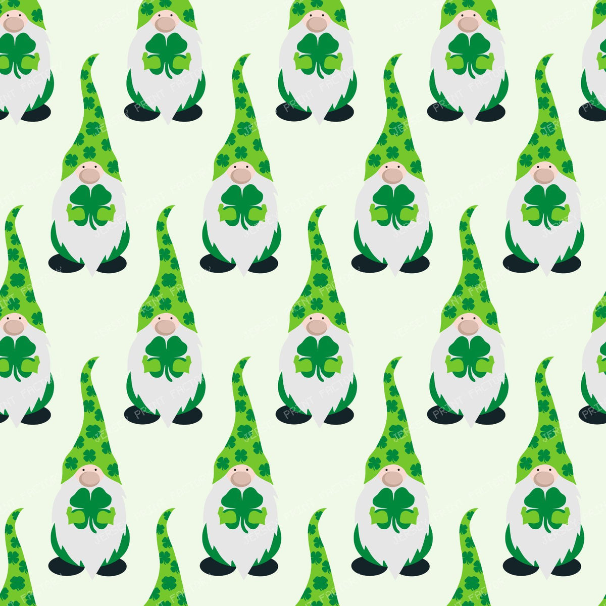 Pattern Of Gnomes, Saint Patrick's Day Gnomes, Clovers