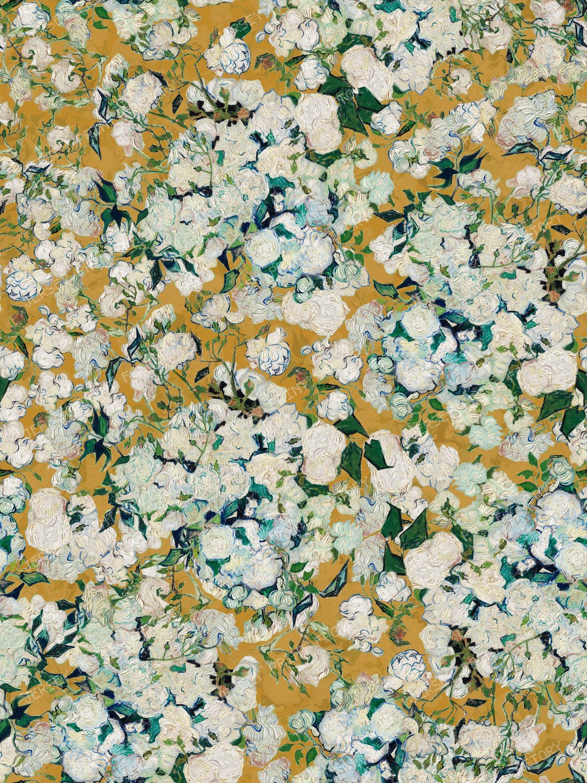 Vincent van Gogh Original Roses - Post Impressionist Museum Masterpiece - Turquoise — Gold