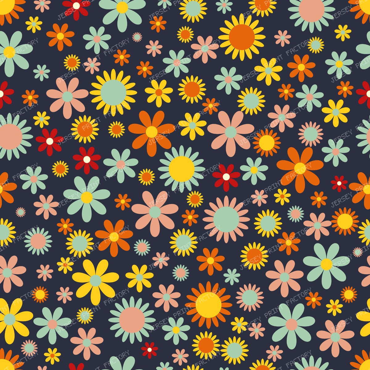 Colorful Flowers, Retro Flowers, Floral Pattern — Colorful 19