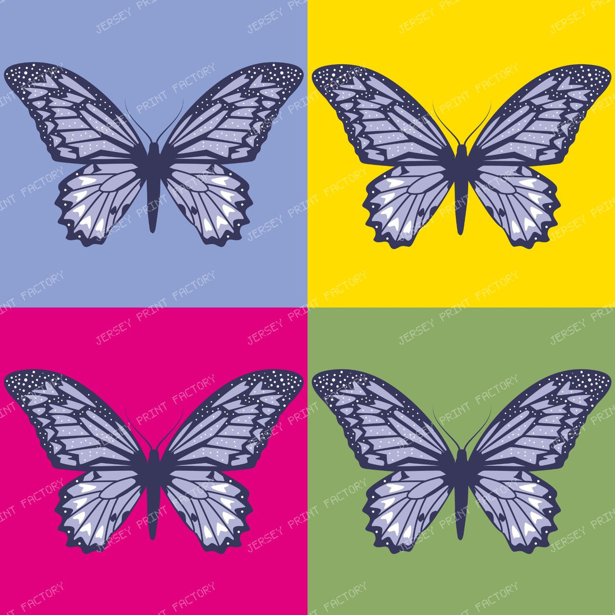 Pattern Of Butterflies, Blue Butterflies, Pop Art, Colorful Squares — Colorful 2