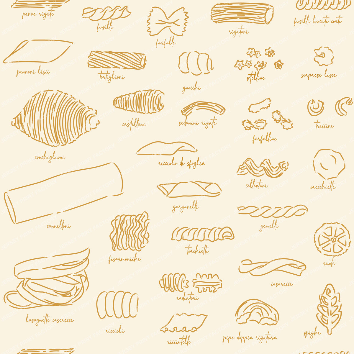Pasta Type Chart Illustration in Cream