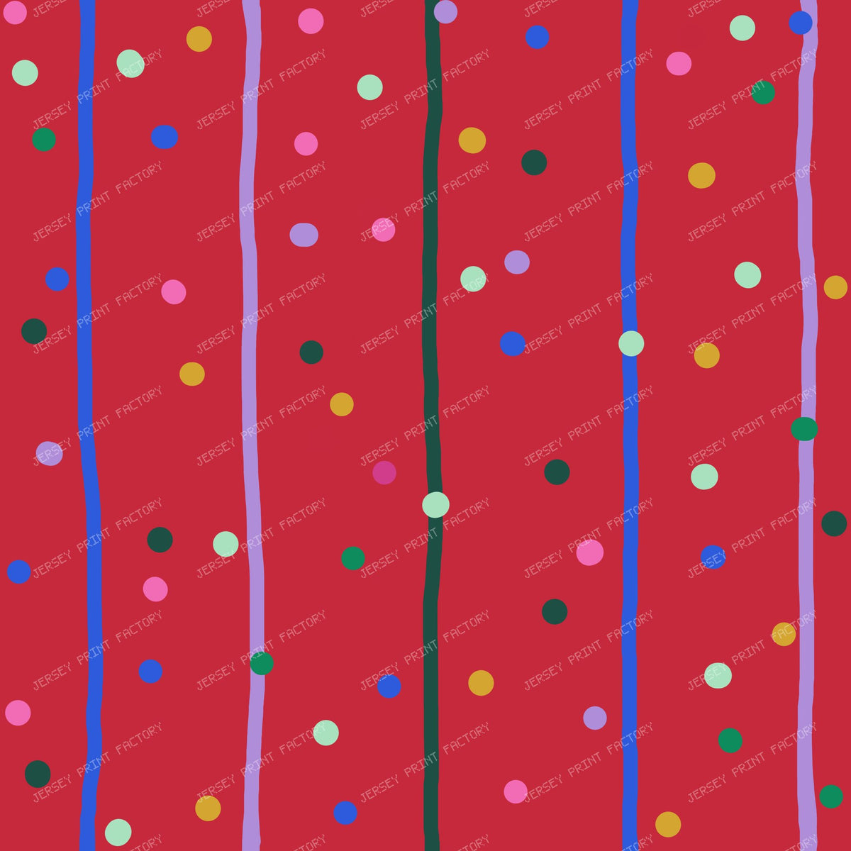 Hand Drawn Stripes and Dots on Red
