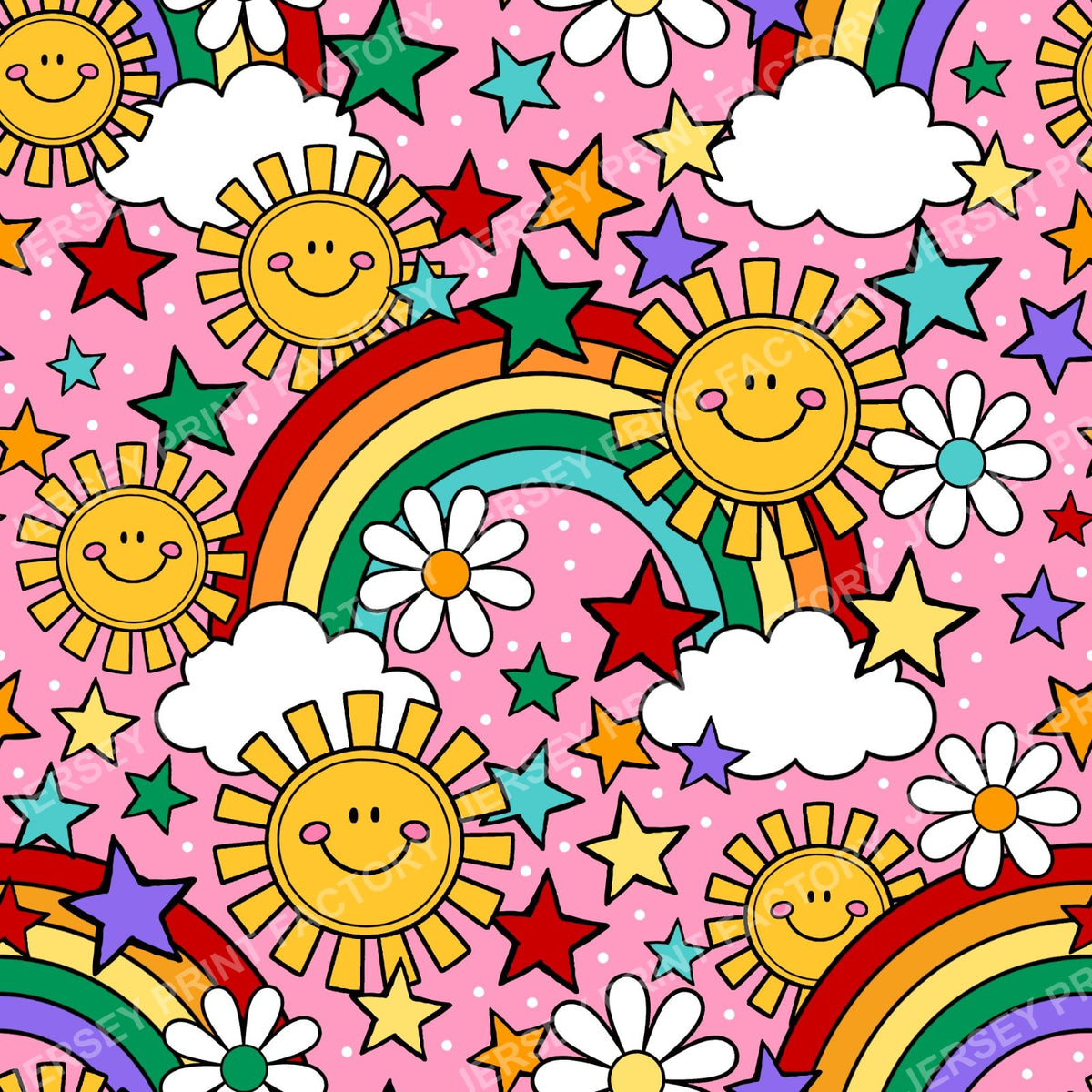 Sunshine And Rainbows Happy Sky Doodles Pink