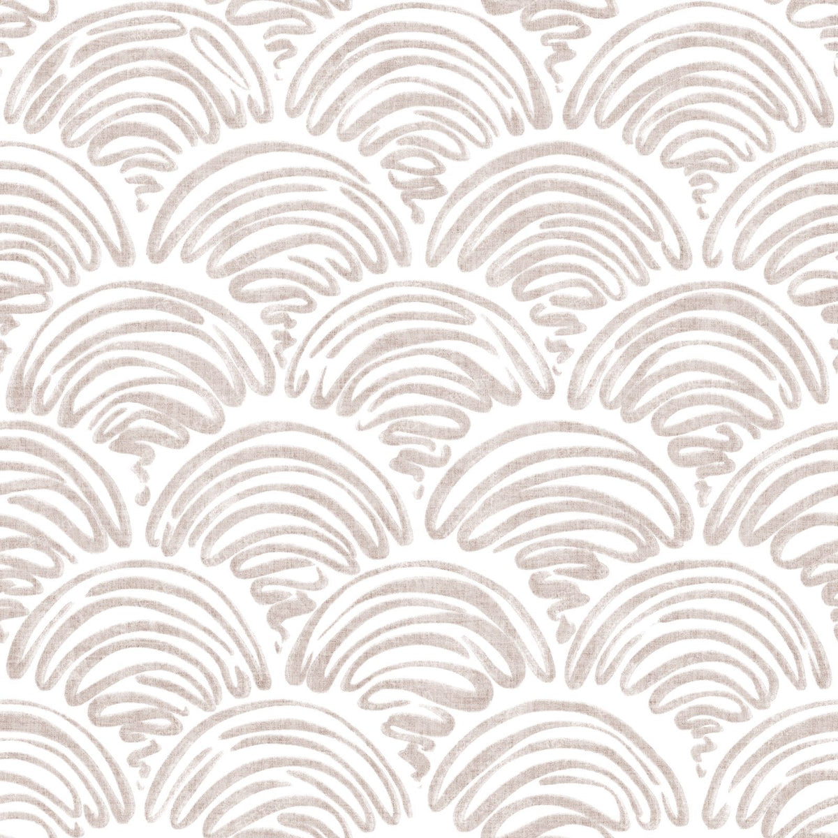 freehand scallop taupe on white