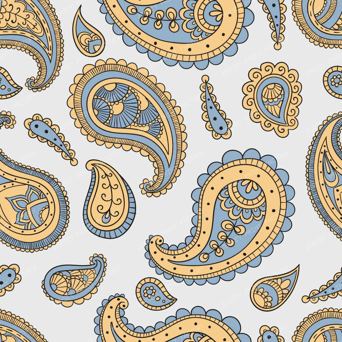 Blue Paisley, Persian Paisley, Paisley Pattern — Yellow 2