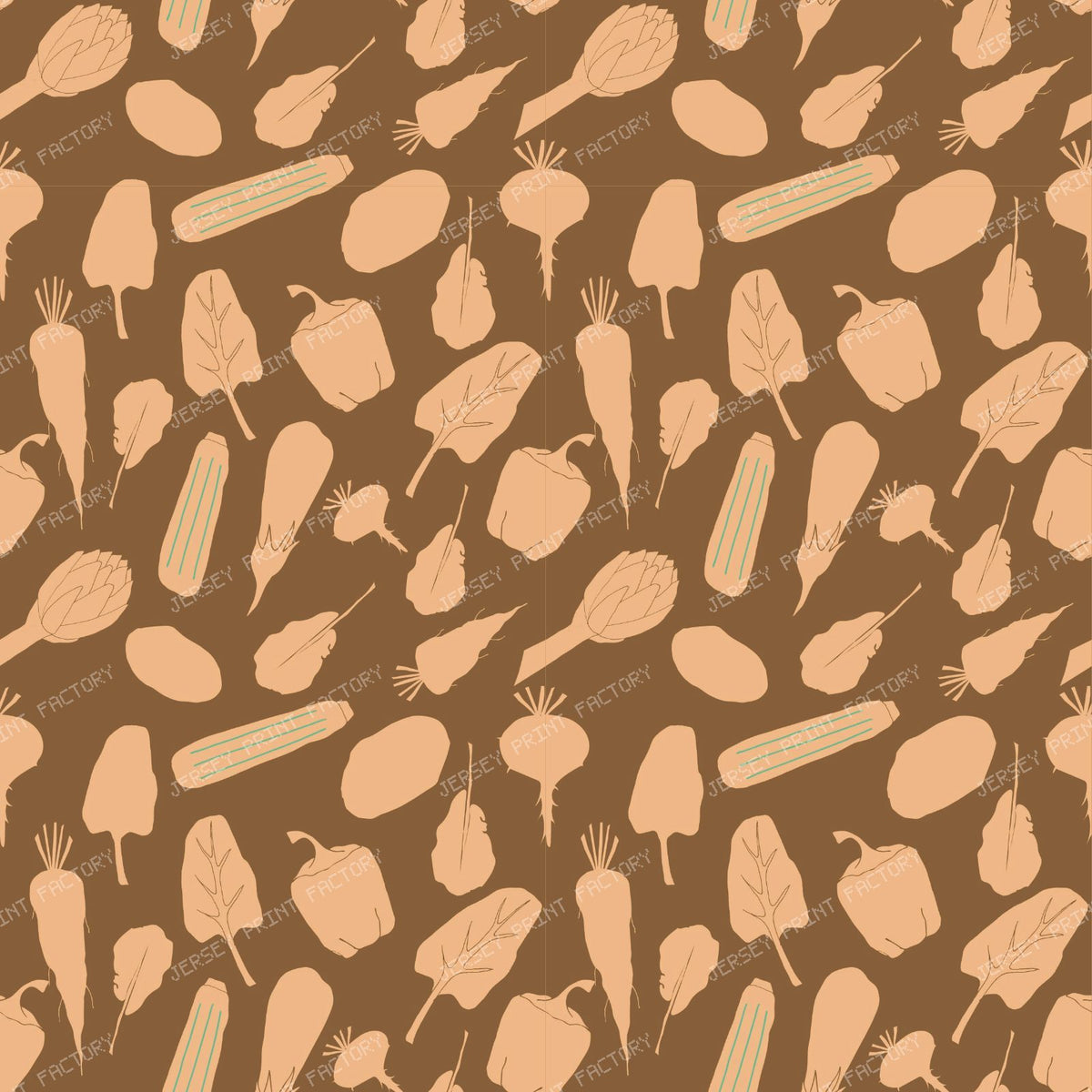 Farmer Market Veggies Multicolor — Dusty Pink on Brown