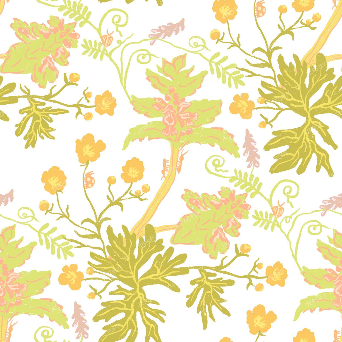 Alpine meadow floral botanical — golden hour