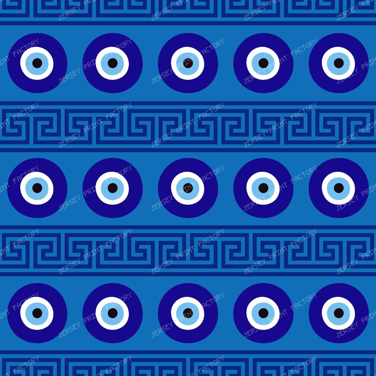 Evil Eye Pattern, Turkish Eye, Mati, Nazar, Meander Key — Navy Blue 1