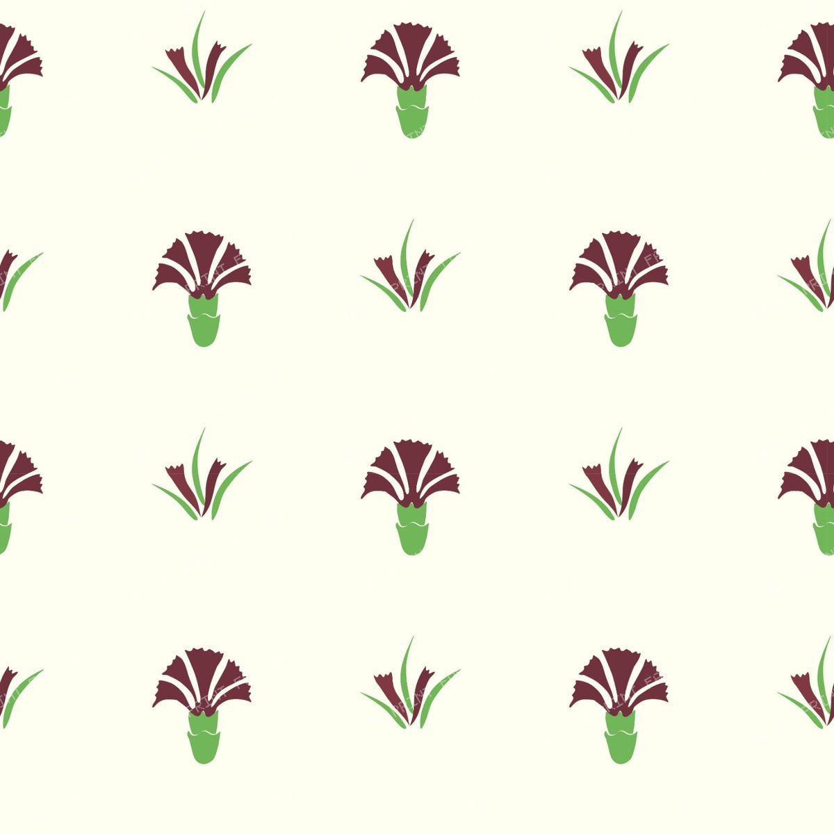 Iznik Carnation Block Prints - White - Medium