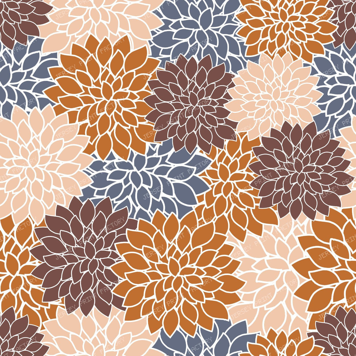 Blue Dahlia, Brown Dahlia, Orange Dahlia, Floral Pattern — Colorful 5