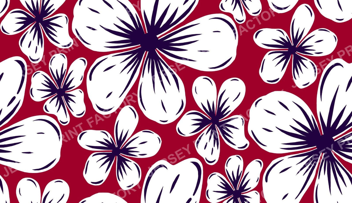 Boho Mid Century Hibiscus Flowers in Red