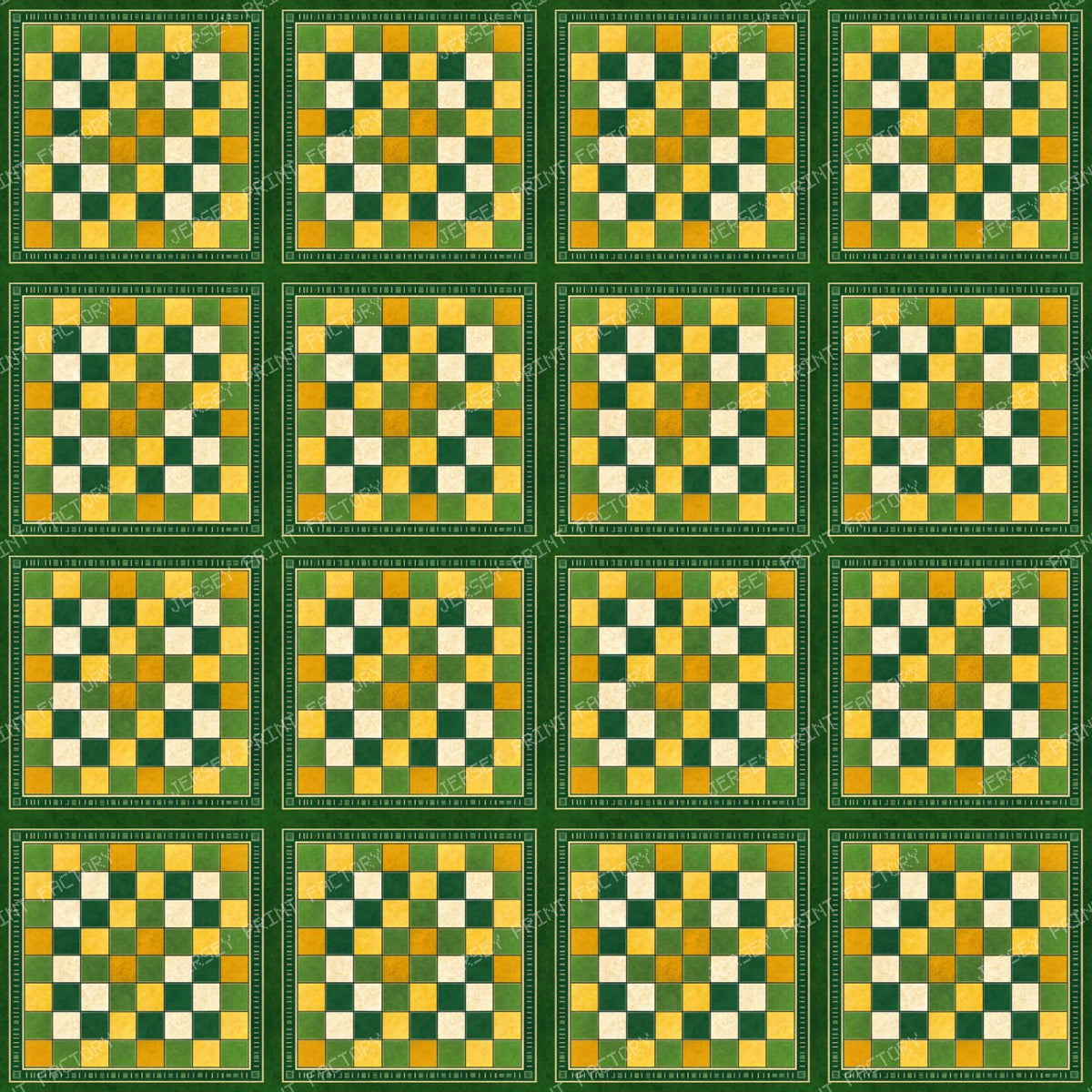 Checkered Moss Green Yellow Beige