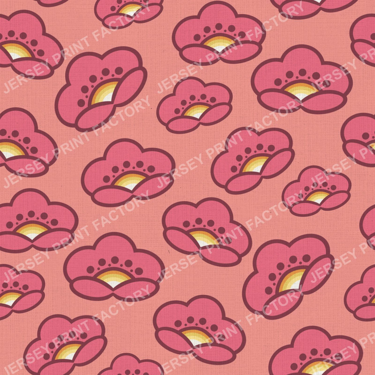 1970s Pink Mod Flowers - Retro Floral On Pastel Pink