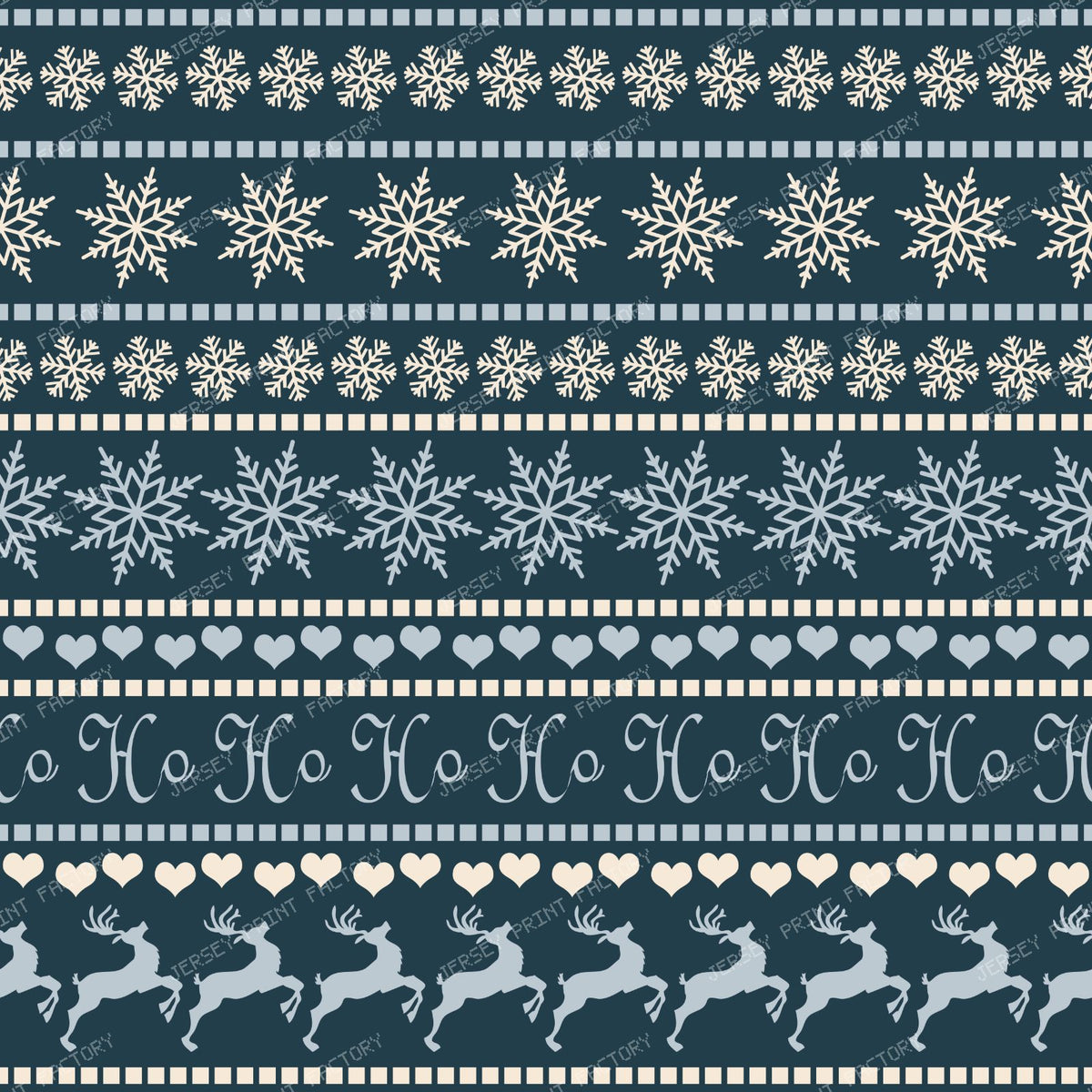 Ugly Christmas Sweater, Snowflakes, Hearts, Reindeer, Blue — Blue 3