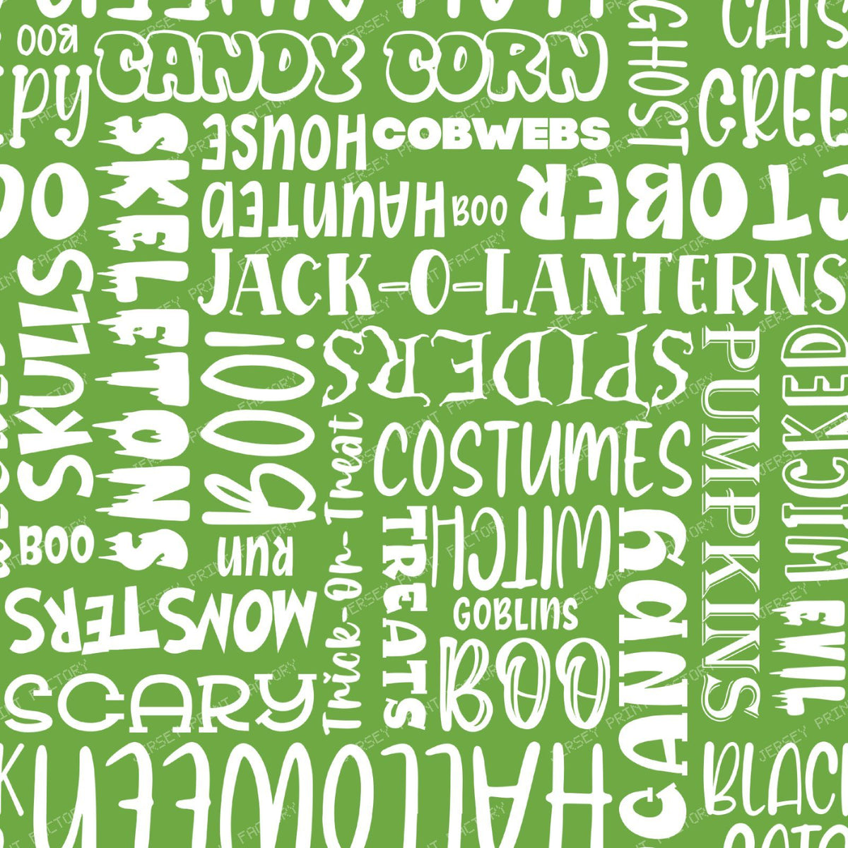 Halloween Word Cloud Sayings White On Green