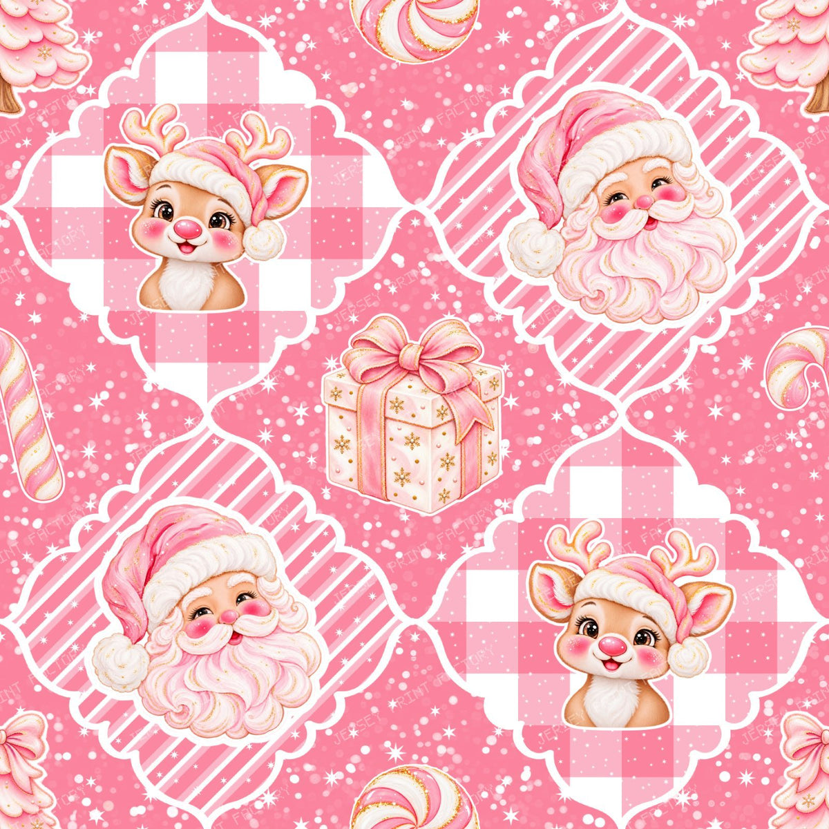 Pink Christmas Santa Patchwork