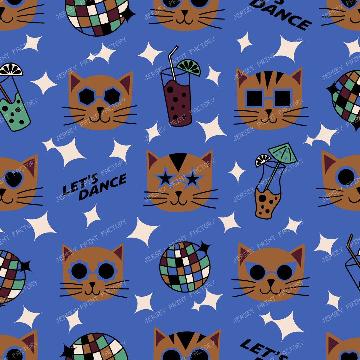 Disco cats party blue