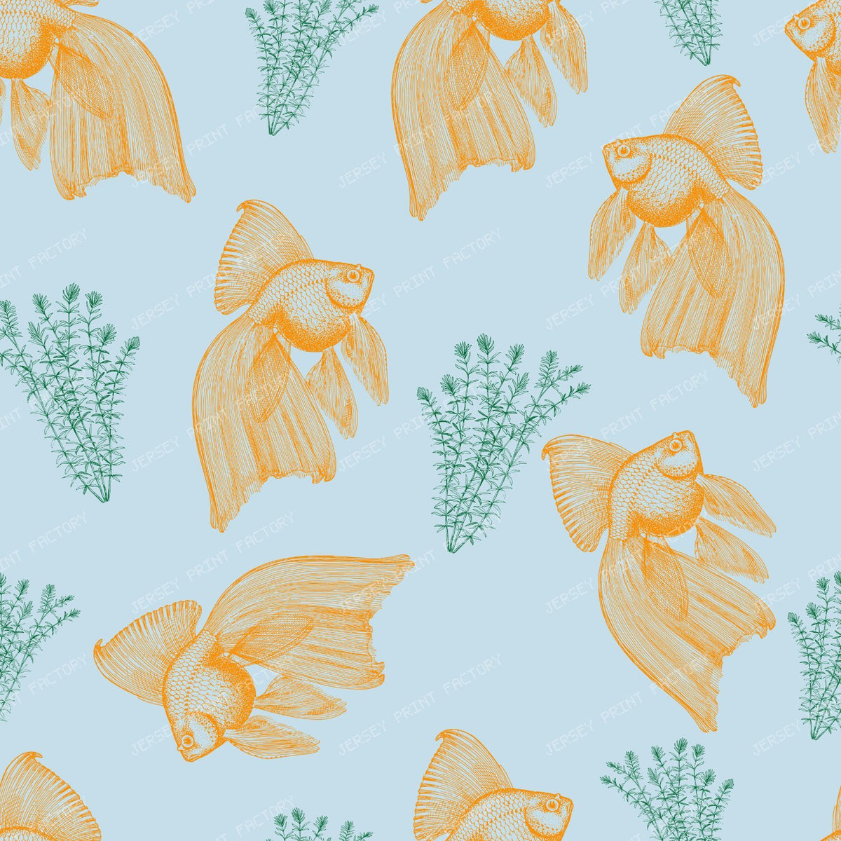 Japanese Goldfish, Orange Fish, Fish Pattern, Aquarium Fish — Blue