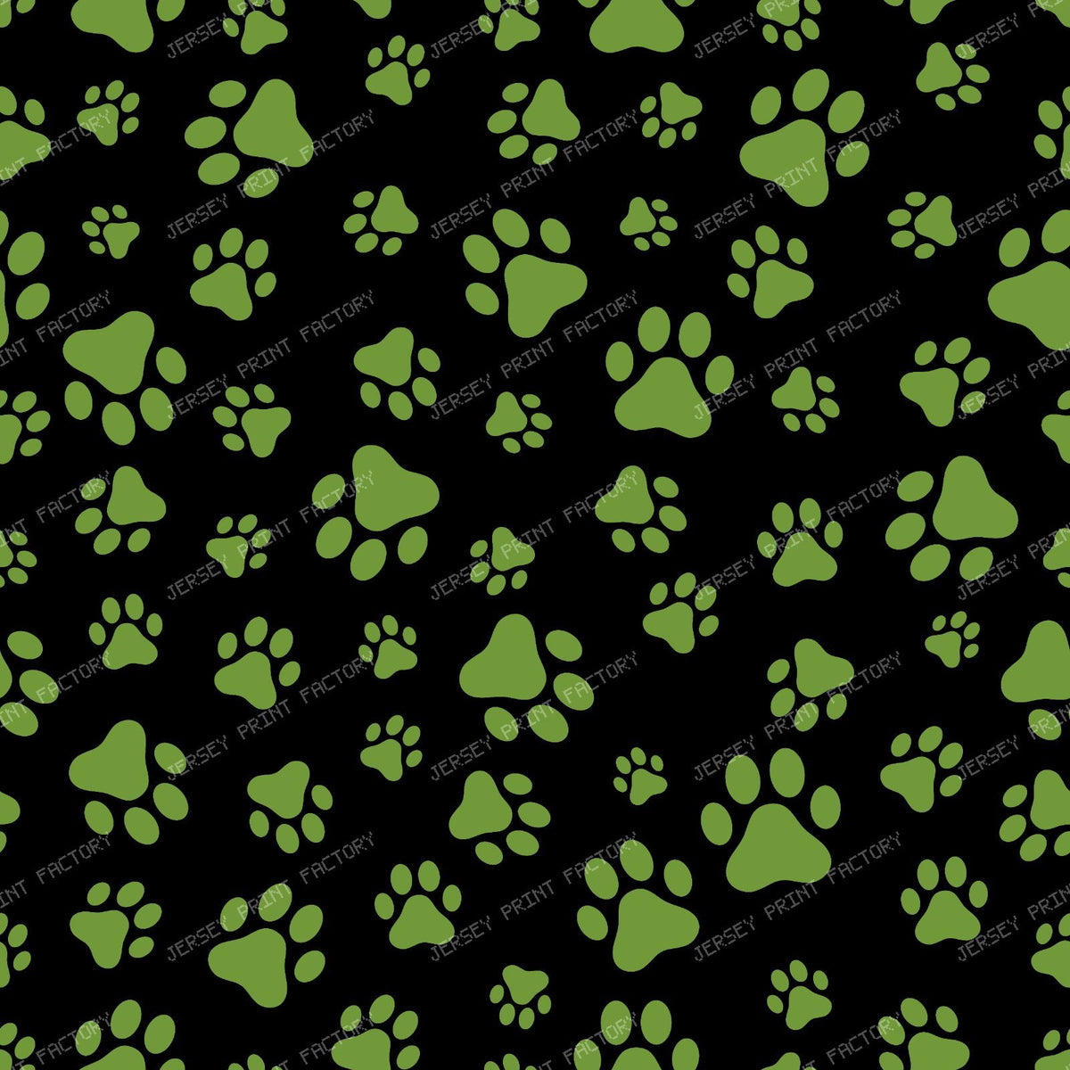 Pattern Of Paws, Dog Paws, Black and White — Green 5