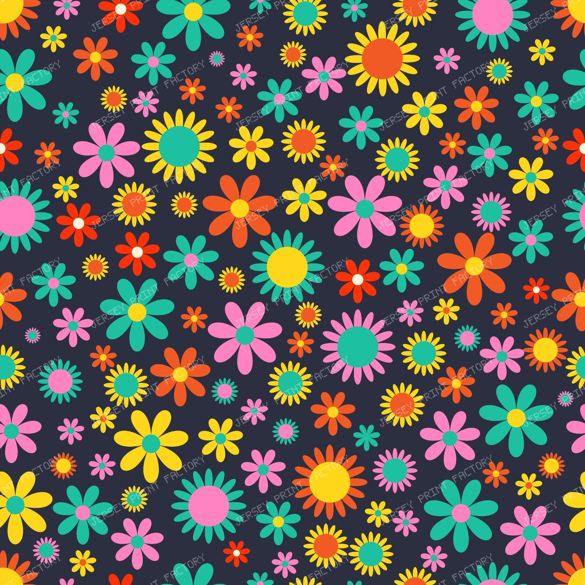 Colorful Flowers, Retro Flowers, Floral Pattern — Colorful 22