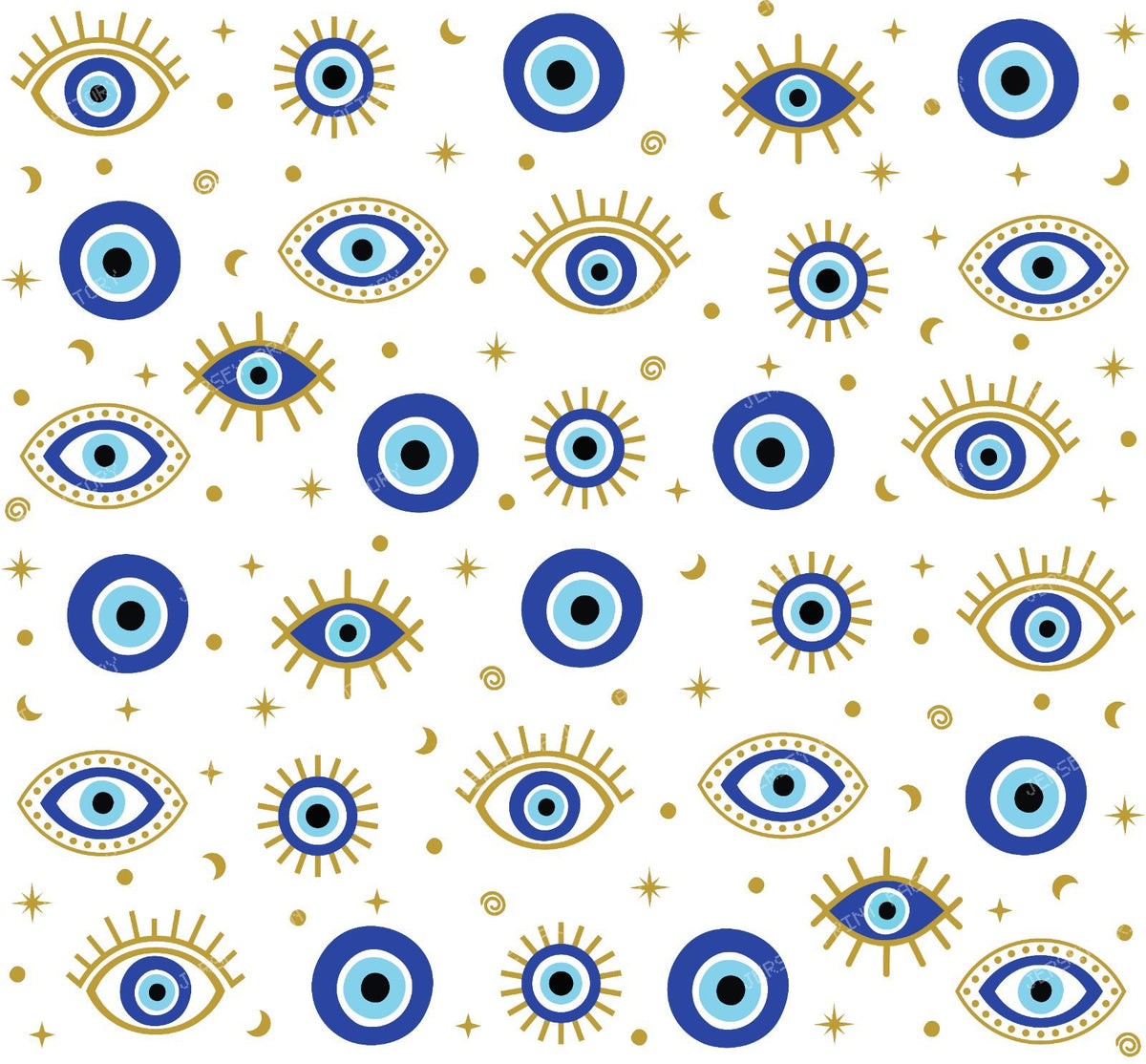 Evil Eye Pattern, Turkish Eye, Nazar, Mati, Mataki, Hamsa, Moon, Stars