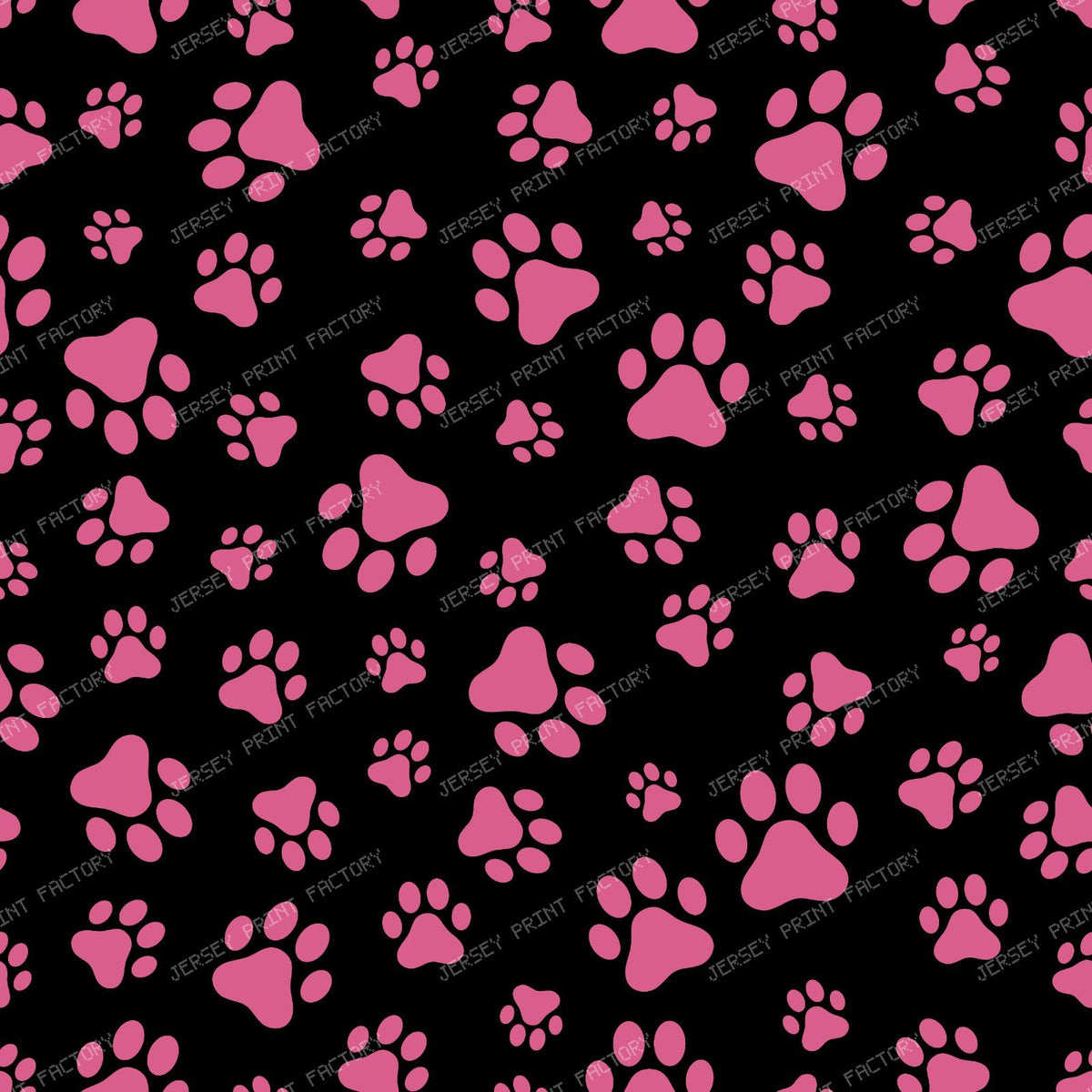 Pattern Of Paws, Dog Paws, Black and White — Pink 4