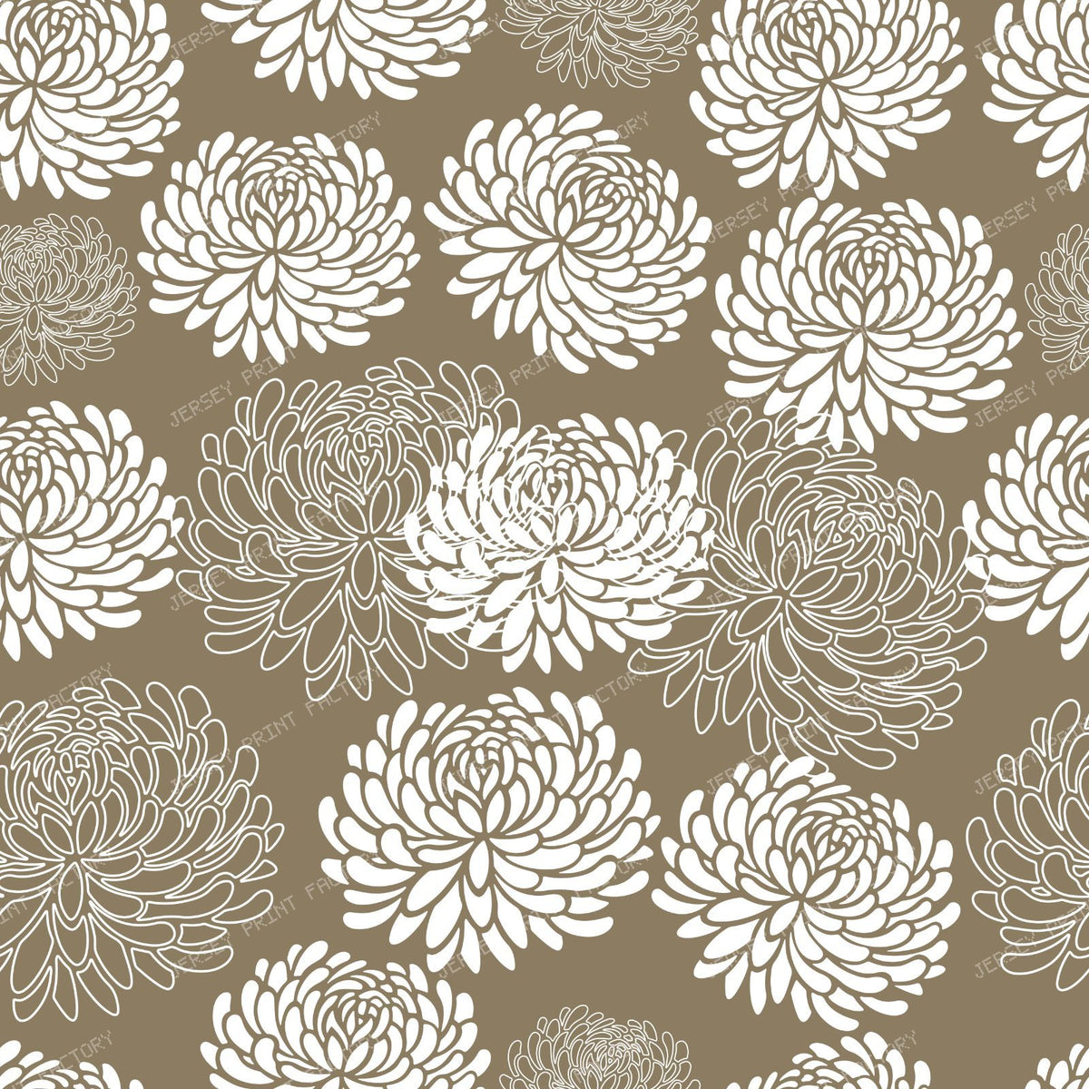 Blue Dahlia, White Dahlia, Pattern Of Flowers — Brown 1