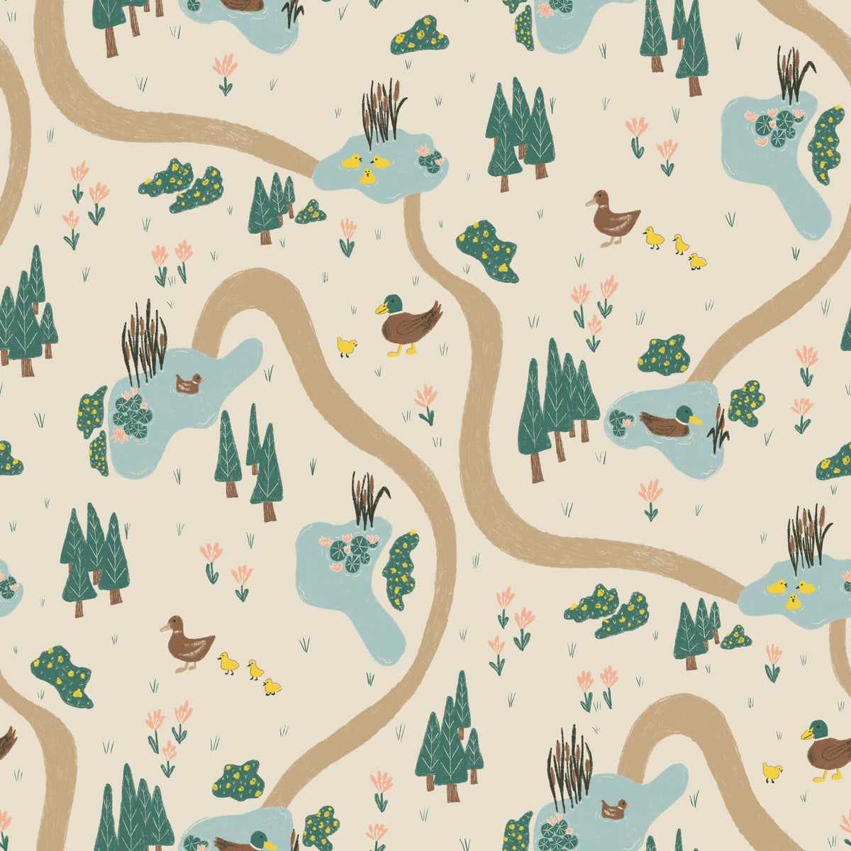 Pond Life Scenery Beige