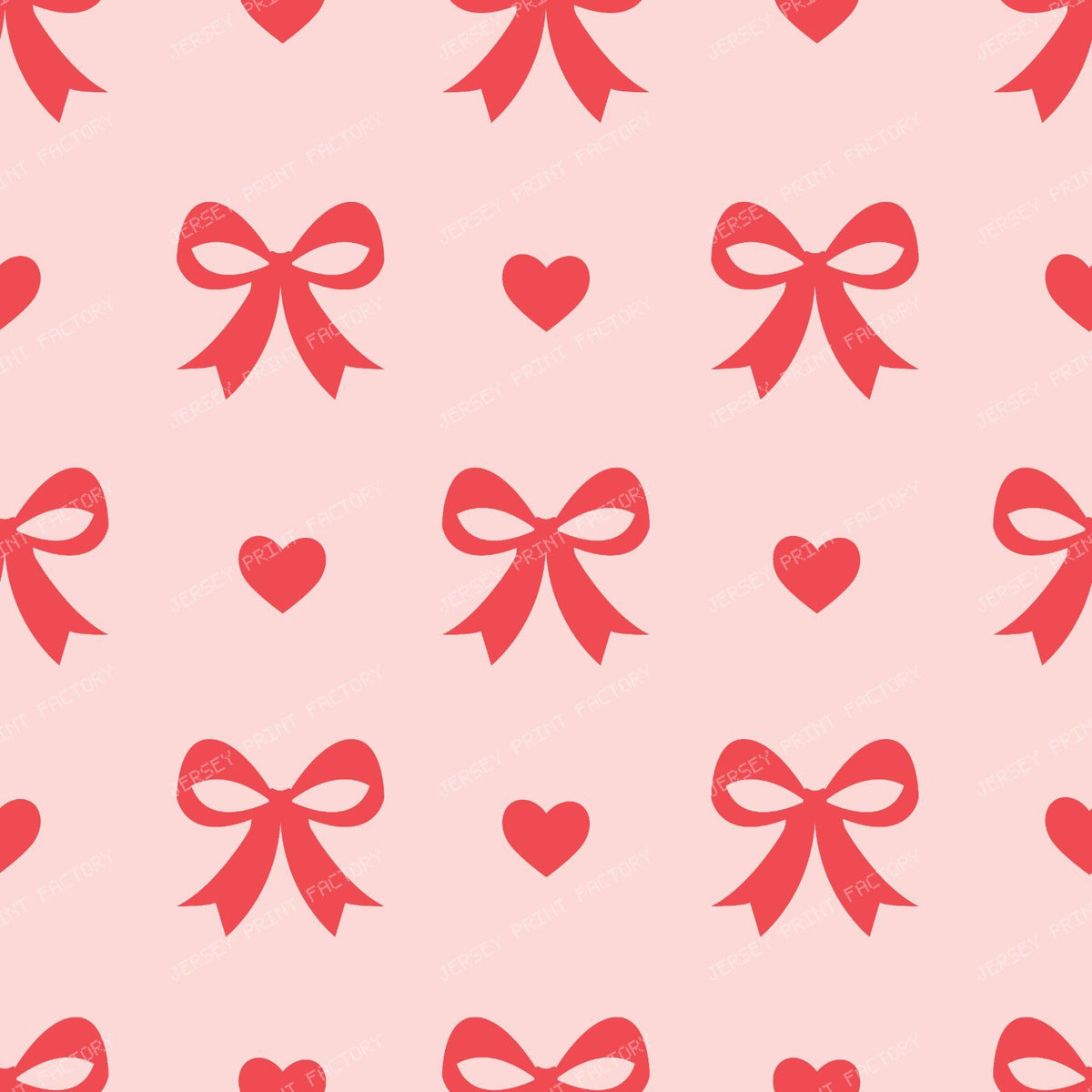 Bow Pattern, Coquette Bow, Ribbon, Cute Bow, White Bow, Hearts, Black — Pink and Red