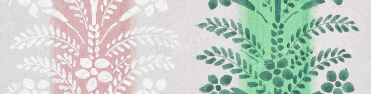 Floral stripes in mauve and Arsenic green