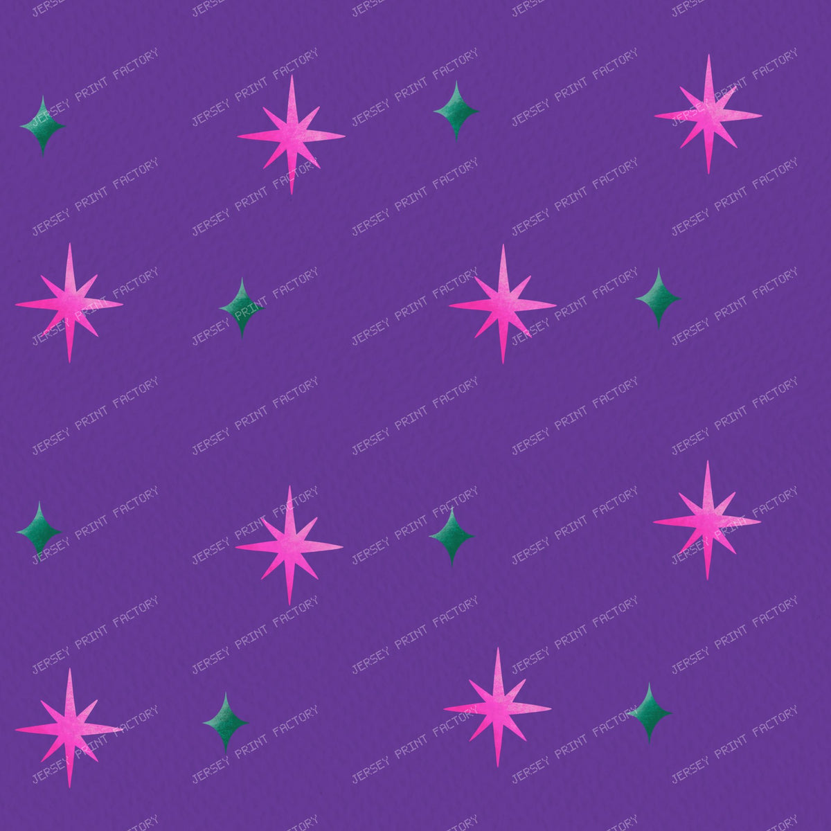 Winter Pink and Green Starbursts on Bright Purple