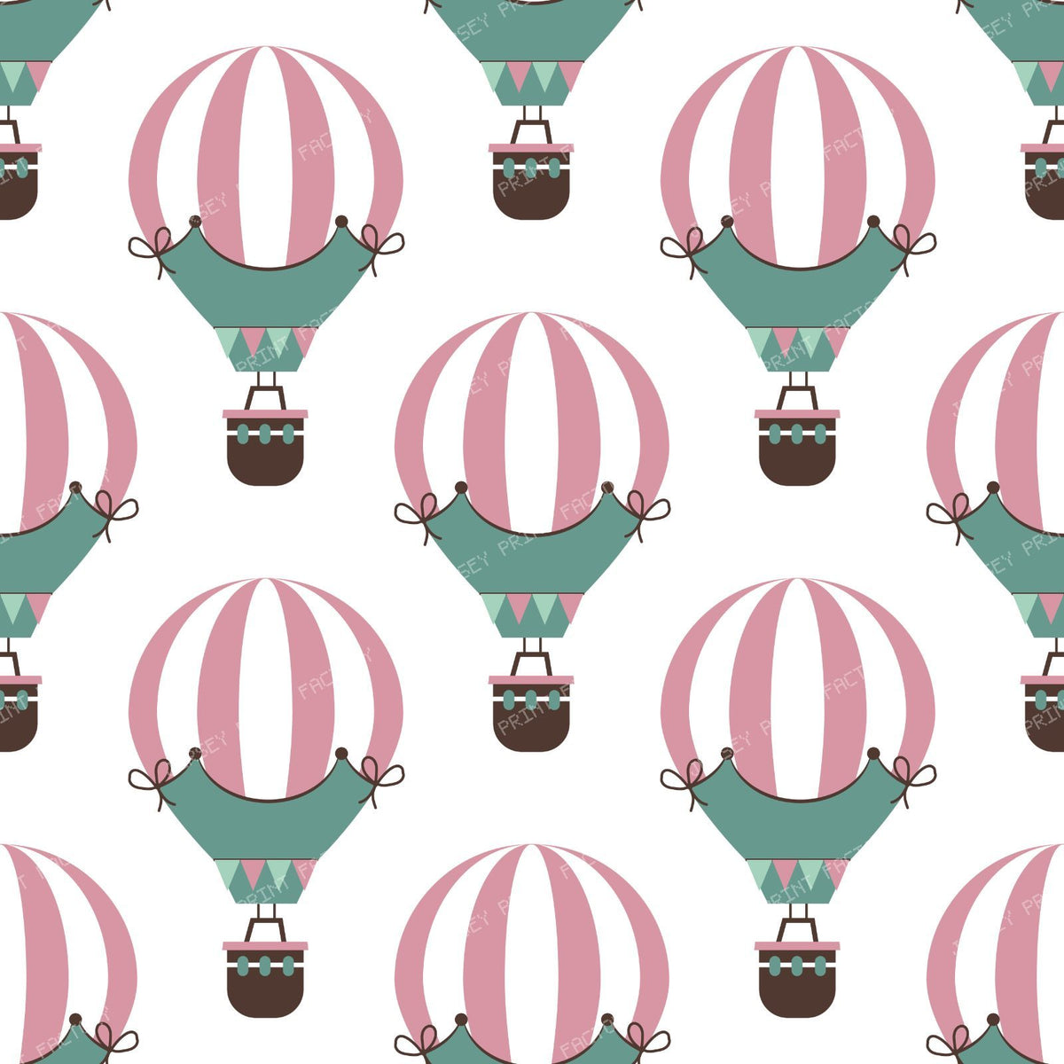 Hot Air Balloons, Flags, Ribbon, Bow, Basket, Polka Dots — White 2