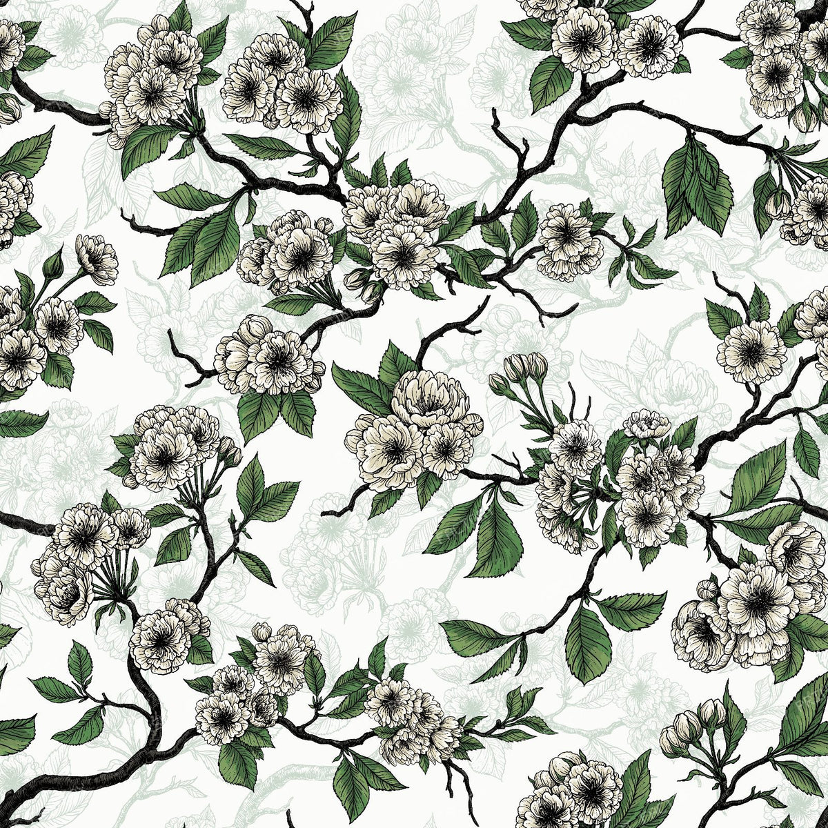 Cherry blossom — in white and green