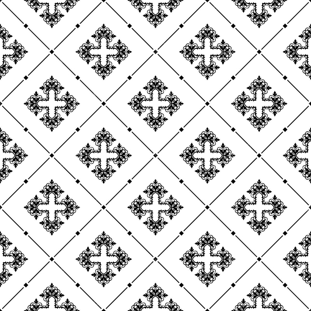 Black And White Damask, French Damask, Baroque Pattern