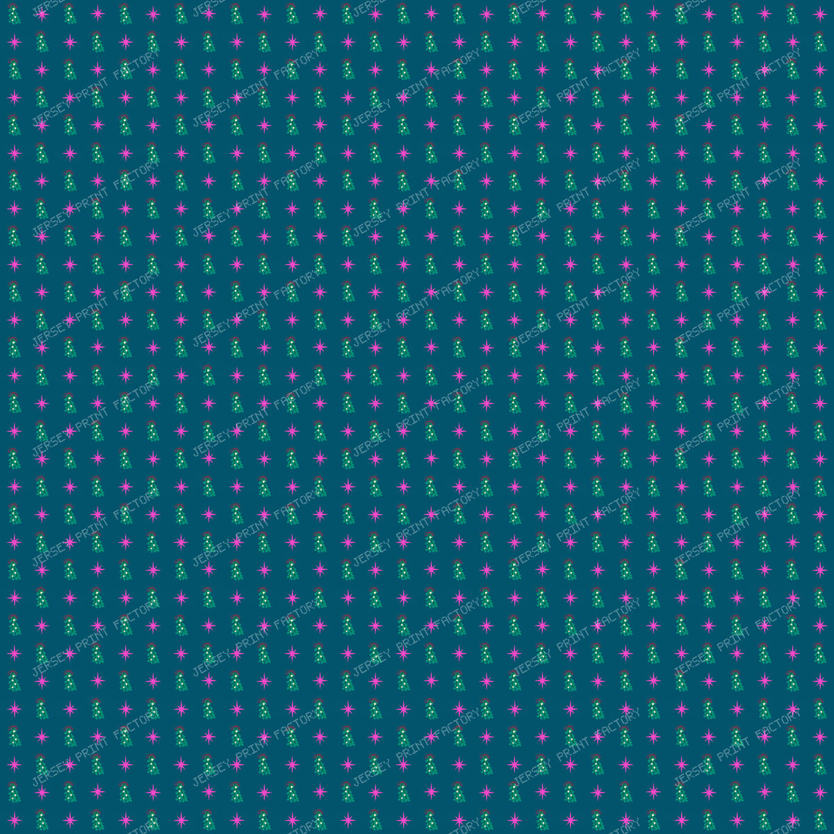 Whimsical Winter Mistletoe and Pink Stars on Teal