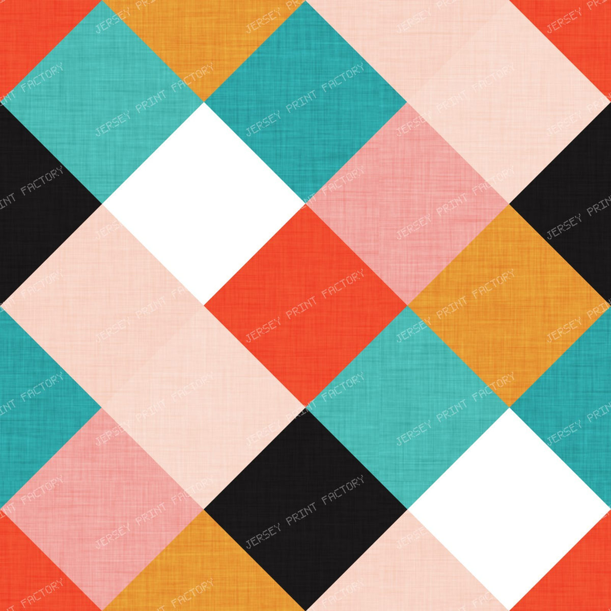 Retro Diamond Tile Coral Teal