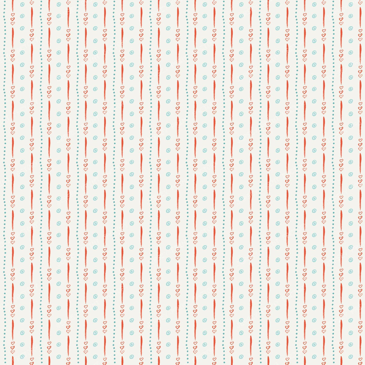 Sweetheart Doodle Stripe - Teal and Coral